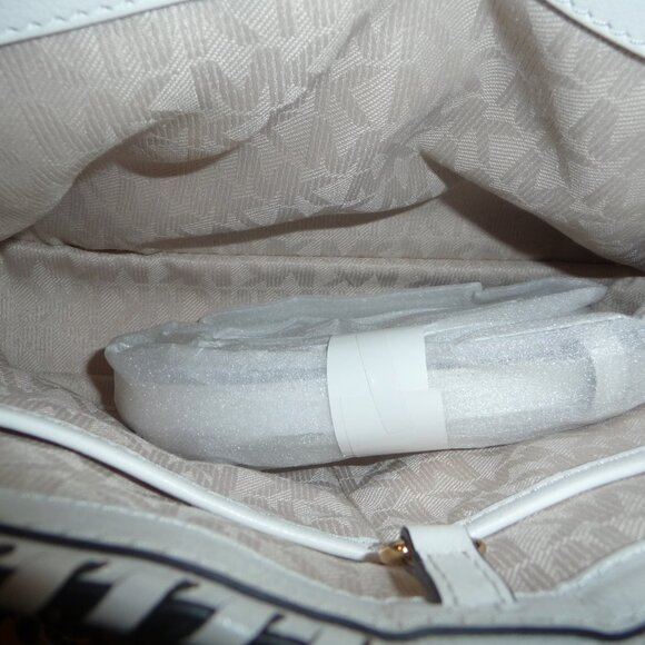 Michael Kors Rosalie Straw Handbag Crossbody Nautical Beach Bag - Picture 6 of 8